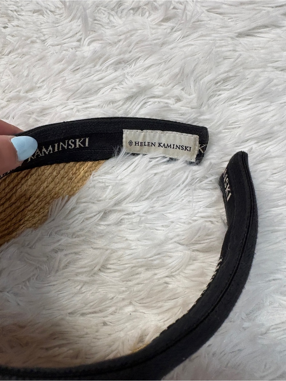 Helen Kaminski Bianca Logo Visor Hat in Natural Black Logo - Picture 5 of 7